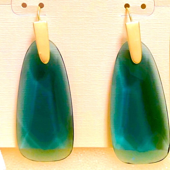 NWT Kendra Scott RARE & Retired Maize Earrings Teal & Yellow Gold FABULOUS! - Picture 8 of 9